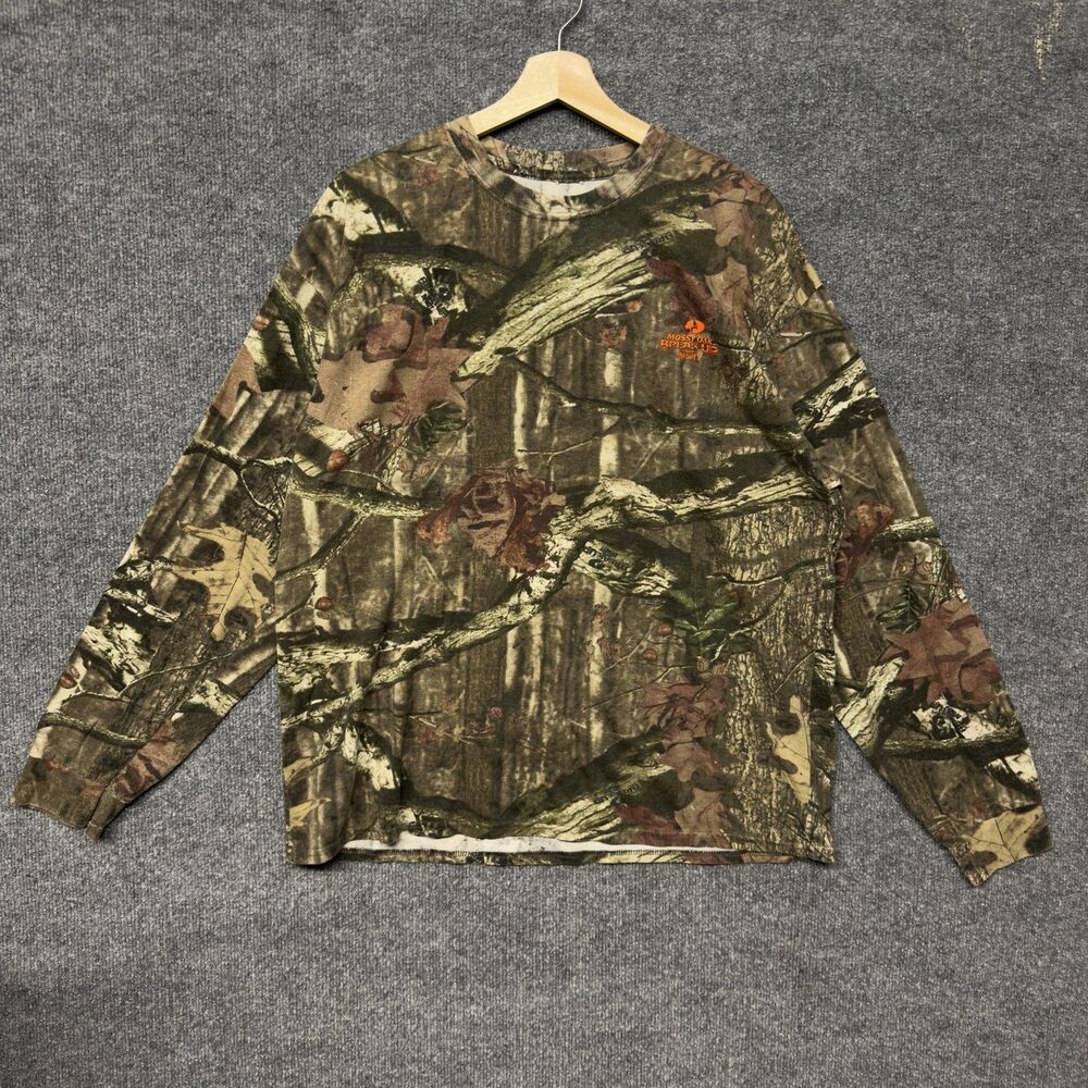 Mossy Oak Break Up Infinity Camo Shirt Mens L Brown Long Sleeve Hunting Outdoor